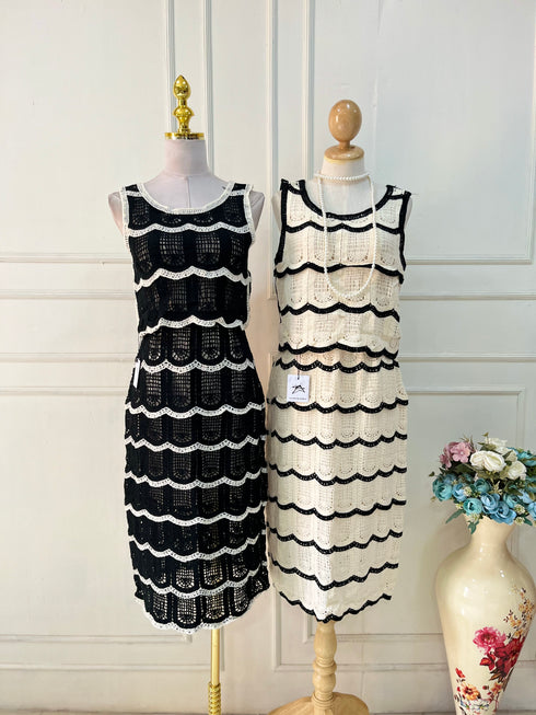 Spring Crochet Tank Tops With Skirts Sets